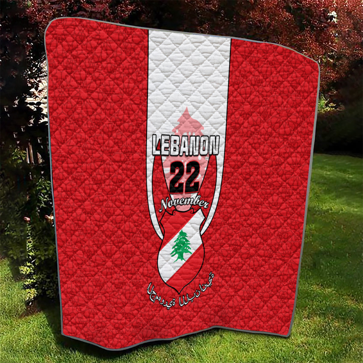 Lebanon Independence Day Quilt Lebanese Coat Of Arms Islamic Pattern - Wonder Print Shop