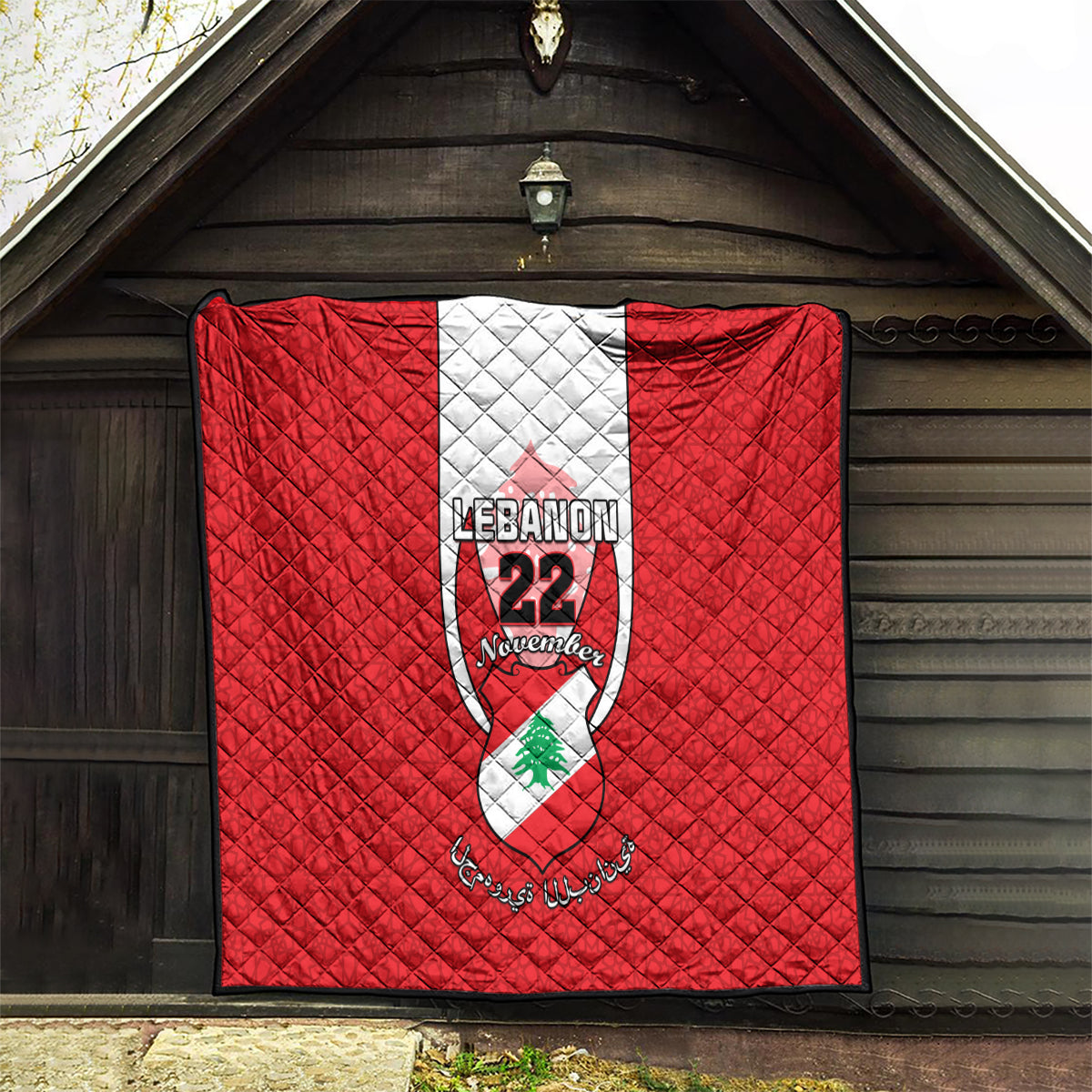 Lebanon Independence Day Quilt Lebanese Coat Of Arms Islamic Pattern - Wonder Print Shop