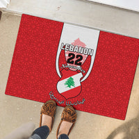 Lebanon Independence Day Rubber Doormat Lebanese Coat Of Arms Islamic Pattern - Wonder Print Shop