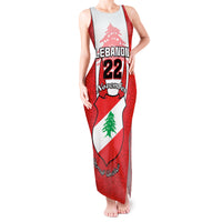 Personalised Lebanon Independence Day Tank Maxi Dress Lebanese Coat Of Arms Islamic Pattern - Wonder Print Shop