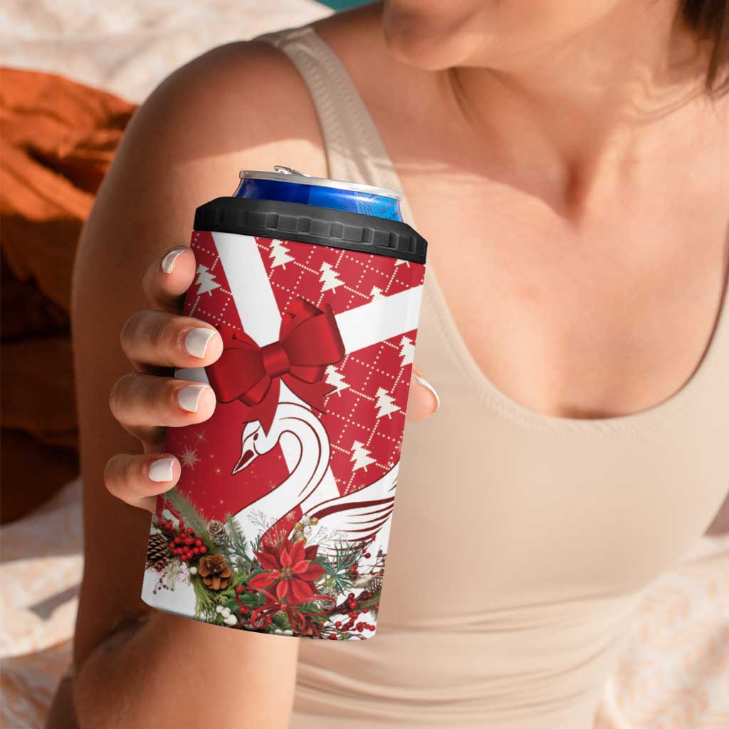 Denmark Christmas 4 in 1 Can Cooler Tumbler Coquette Bow With Swan - Wonder Print Shop