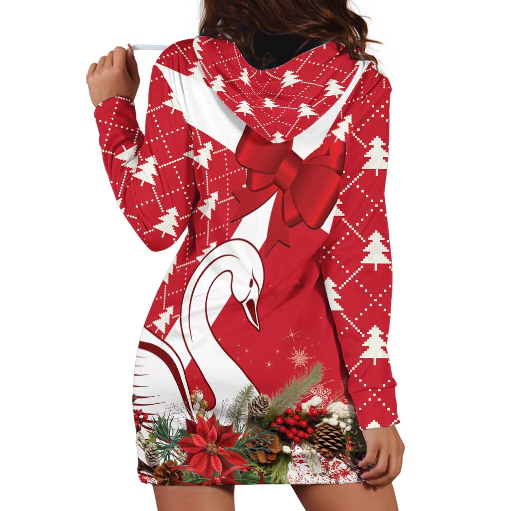 Denmark Christmas Hoodie Dress Coquette Bow With Swan - Wonder Print Shop