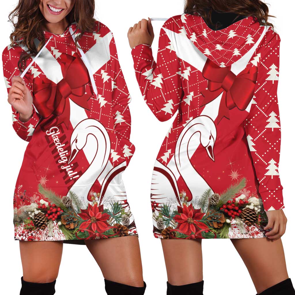 Denmark Christmas Hoodie Dress Coquette Bow With Swan - Wonder Print Shop