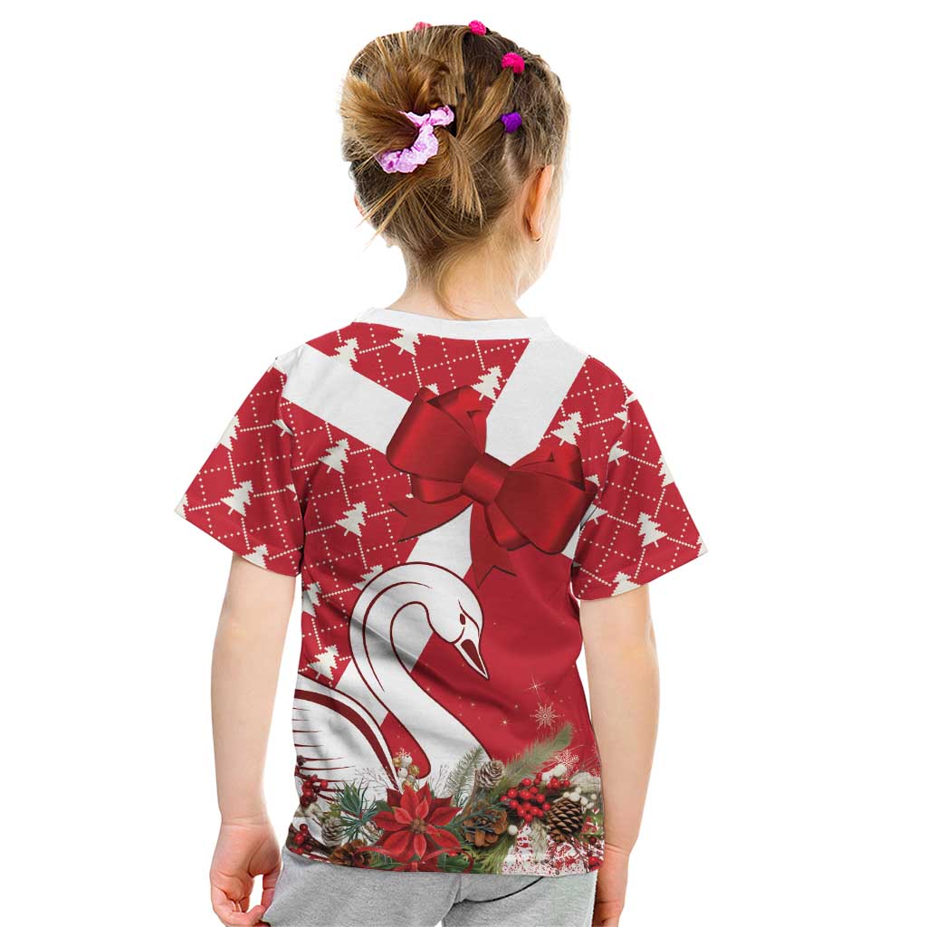 Denmark Christmas Kid T Shirt Coquette Bow With Swan - Wonder Print Shop