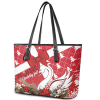 Denmark Christmas Leather Tote Bag Coquette Bow With Swan - Wonder Print Shop