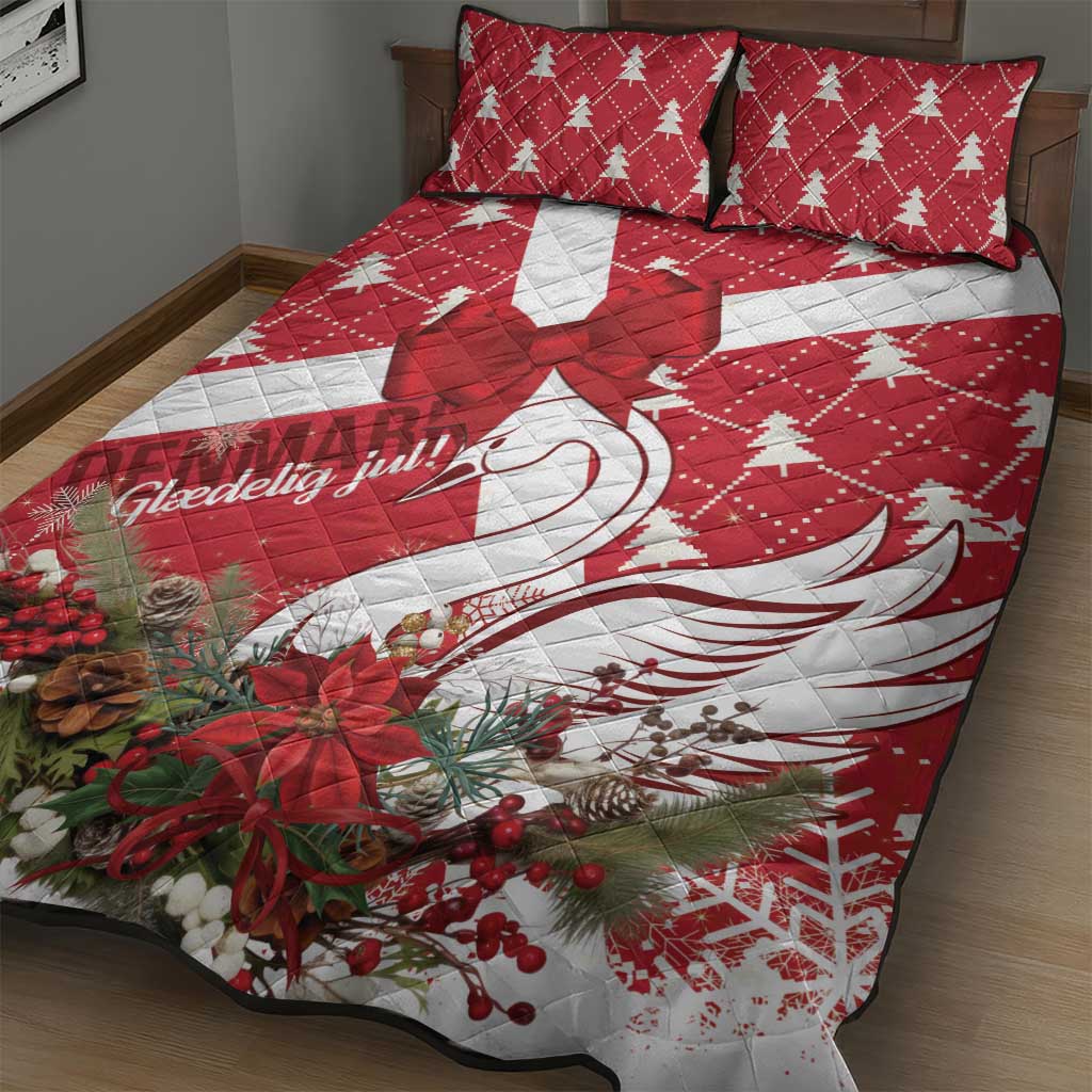Denmark Christmas Quilt Bed Set Coquette Bow With Swan - Wonder Print Shop