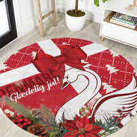Denmark Christmas Round Carpet Coquette Bow With Swan