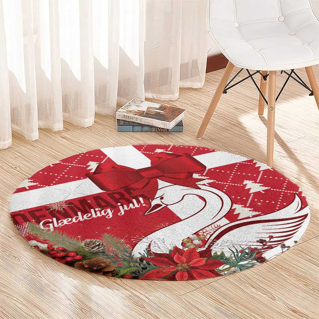 Denmark Christmas Round Carpet Coquette Bow With Swan