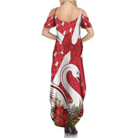 Denmark Christmas Summer Maxi Dress Coquette Bow With Swan - Wonder Print Shop