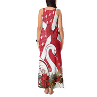 Denmark Christmas Tank Maxi Dress Coquette Bow With Swan - Wonder Print Shop