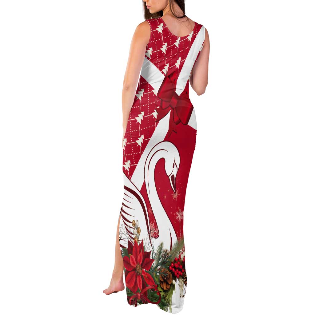 Denmark Christmas Tank Maxi Dress Coquette Bow With Swan - Wonder Print Shop