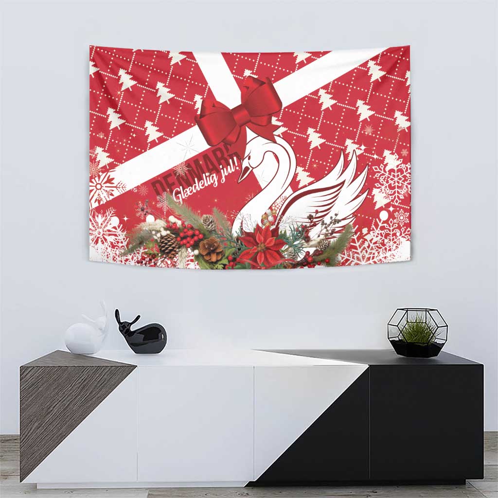 Denmark Christmas Tapestry Coquette Bow With Swan - Wonder Print Shop