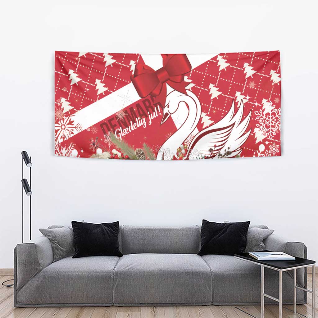 Denmark Christmas Tapestry Coquette Bow With Swan - Wonder Print Shop