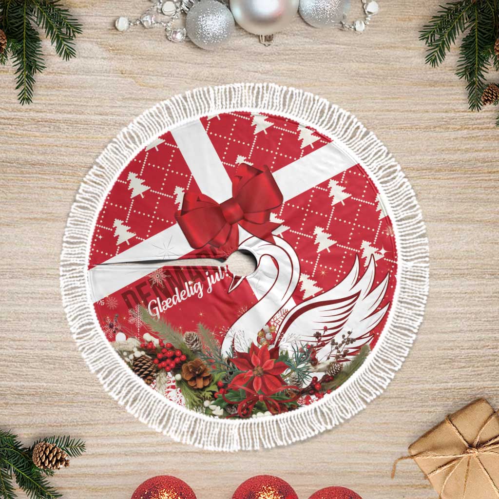 Denmark Christmas Tree Skirt Coquette Bow With Swan - Wonder Print Shop
