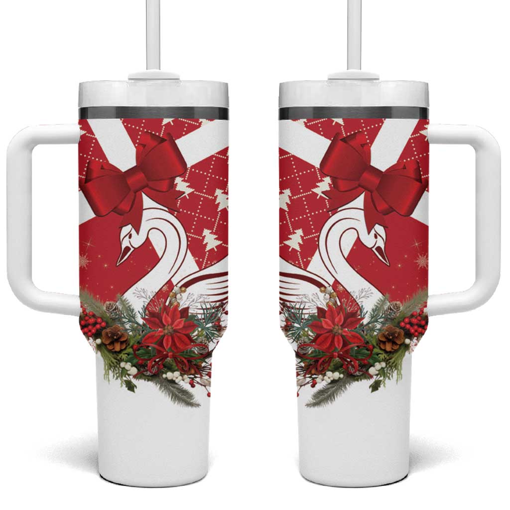 Denmark Christmas Tumbler With Handle Coquette Bow With Swan - Wonder Print Shop