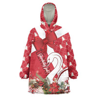 Denmark Christmas Wearable Blanket Hoodie Coquette Bow With Swan - Wonder Print Shop