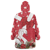 Denmark Christmas Wearable Blanket Hoodie Coquette Bow With Swan - Wonder Print Shop