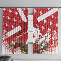 Denmark Christmas Window Curtain Coquette Bow With Swan - Wonder Print Shop