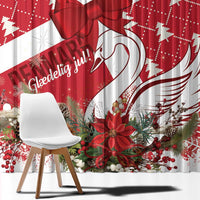 Denmark Christmas Window Curtain Coquette Bow With Swan - Wonder Print Shop