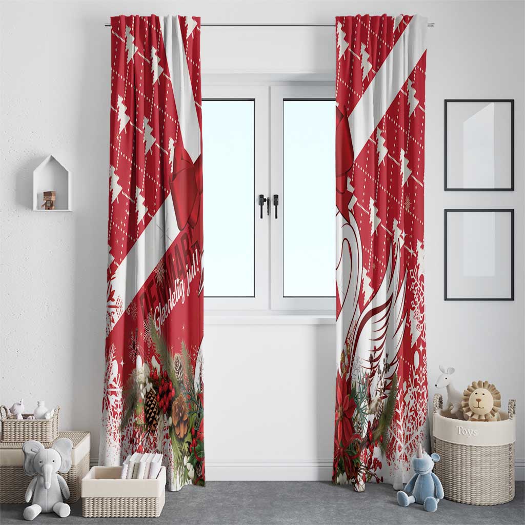 Denmark Christmas Window Curtain Coquette Bow With Swan - Wonder Print Shop