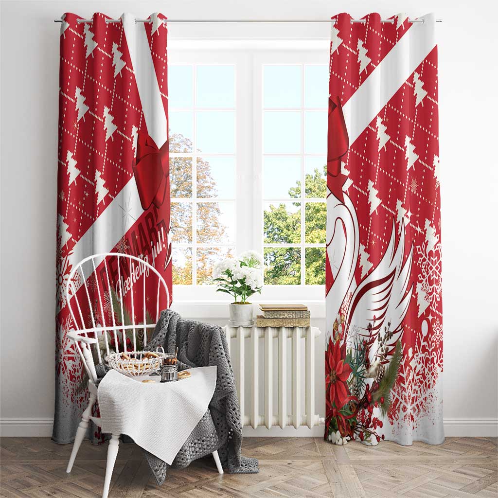 Denmark Christmas Window Curtain Coquette Bow With Swan - Wonder Print Shop