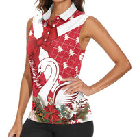 Denmark Christmas Women Sleeveless Polo Shirt Coquette Bow With Swan - Wonder Print Shop