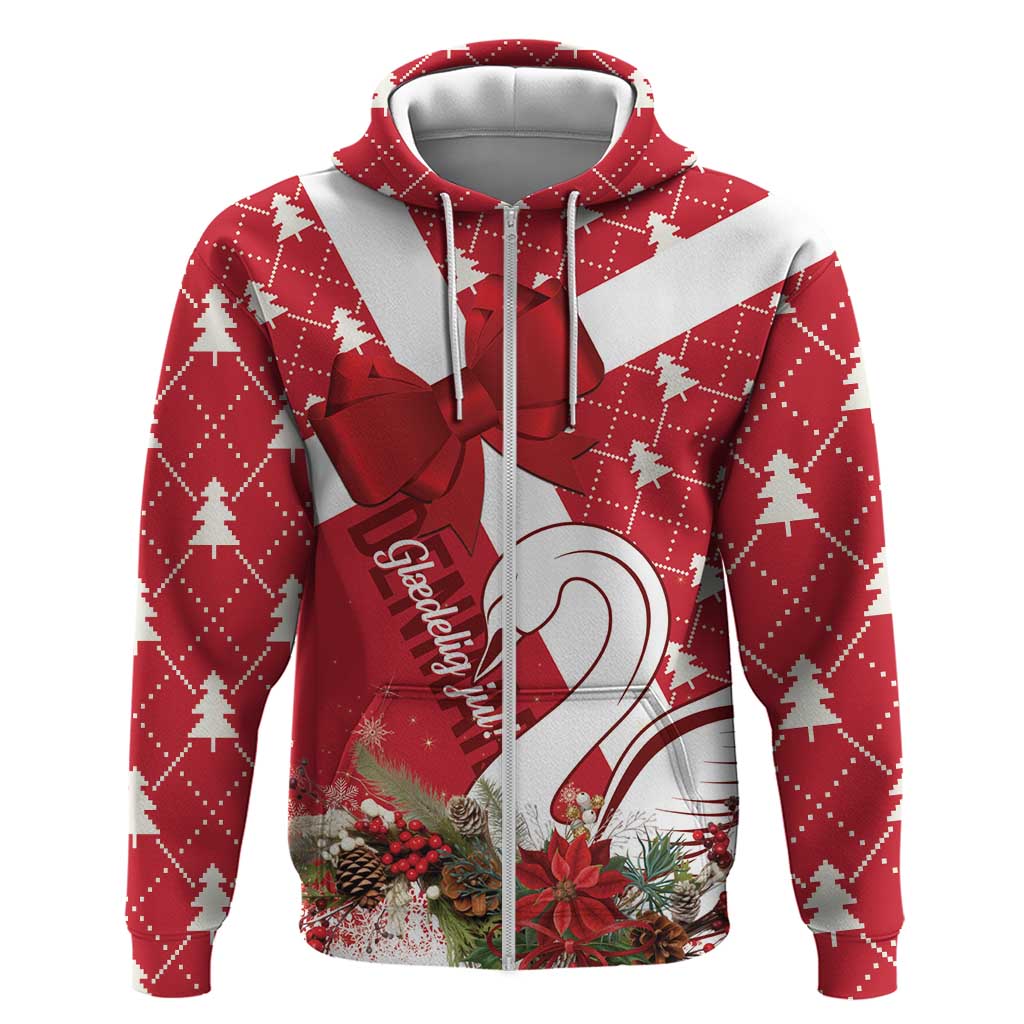 Denmark Christmas Zip Hoodie Coquette Bow With Swan - Wonder Print Shop