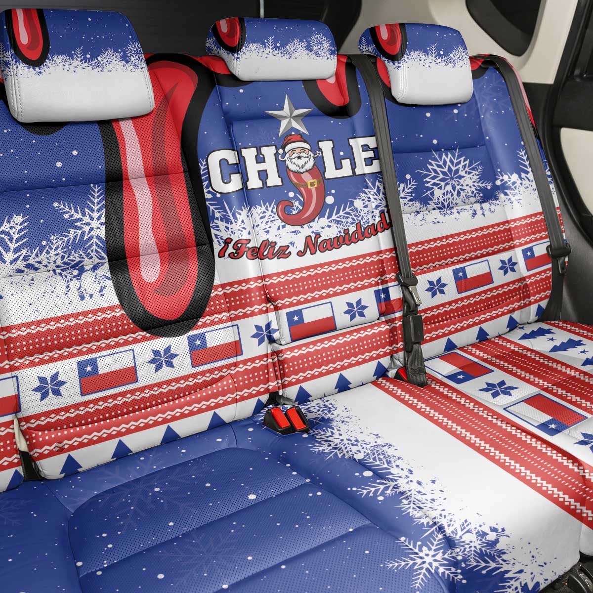 Feliz Navidad Chile Santa Claus Back Car Seat Cover Chilli Christmas - Wonder Print Shop