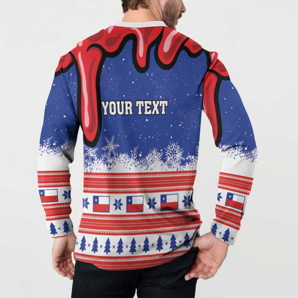 Personalized Feliz Navidad Chile Santa Claus Button Sweatshirt Chilli Christmas - Wonder Print Shop