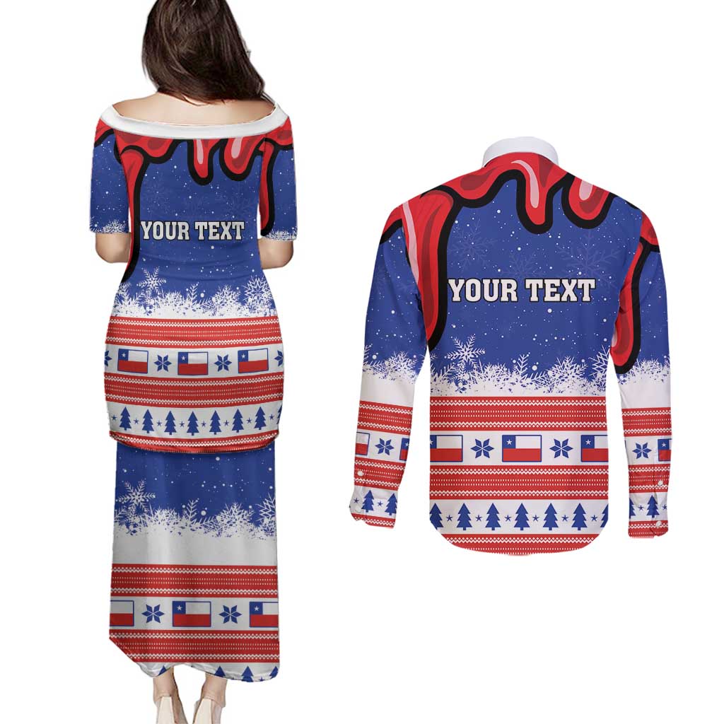 Personalized Feliz Navidad Chile Santa Claus Couples Matching Puletasi and Long Sleeve Button Shirt Chilli Christmas - Wonder Print Shop