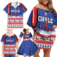 Personalized Feliz Navidad Chile Santa Claus Family Matching Off Shoulder Short Dress and Hawaiian Shirt Chilli Christmas - Wonder Print Shop