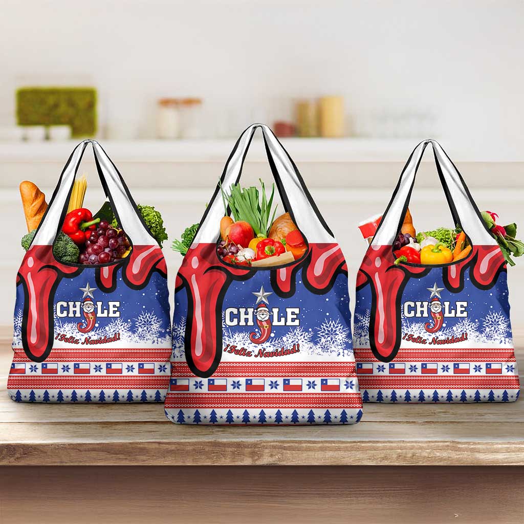 Feliz Navidad Chile Santa Claus Grocery Bag Chilli Christmas