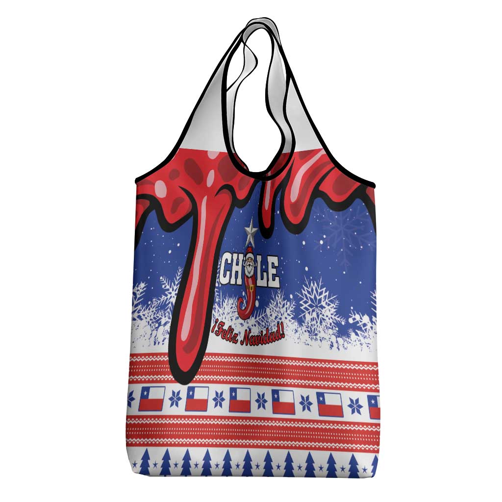 Feliz Navidad Chile Santa Claus Grocery Bag Chilli Christmas