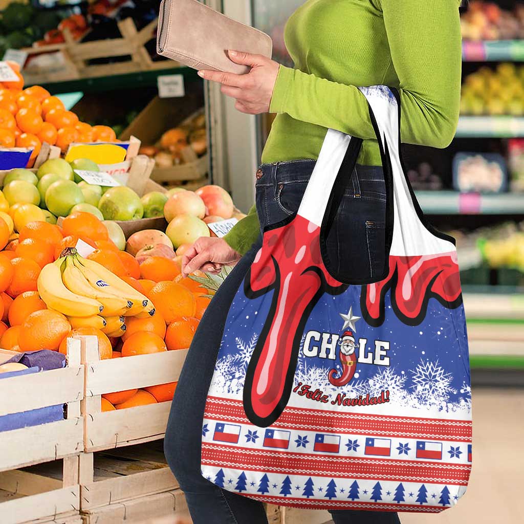 Feliz Navidad Chile Santa Claus Grocery Bag Chilli Christmas