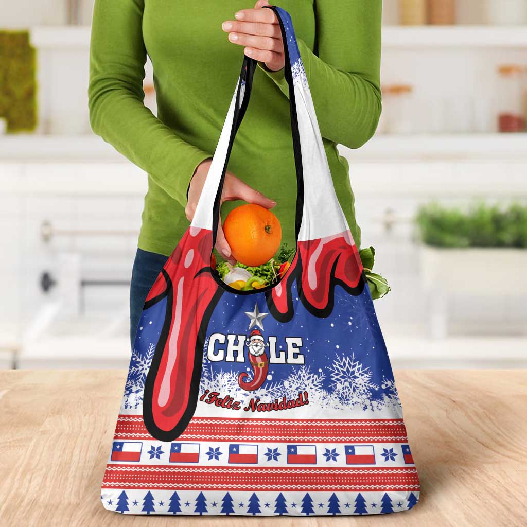 Feliz Navidad Chile Santa Claus Grocery Bag Chilli Christmas