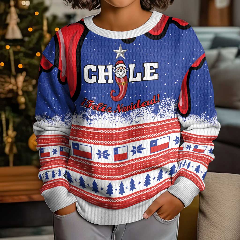 Personalized Feliz Navidad Chile Santa Claus Kid Ugly Christmas Sweater Chilli Christmas - Wonder Print Shop