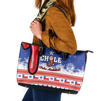 Feliz Navidad Chile Santa Claus Leather Tote Bag Chilli Christmas - Wonder Print Shop