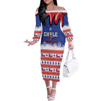 Personalized Feliz Navidad Chile Santa Claus Off The Shoulder Long Sleeve Dress Chilli Christmas - Wonder Print Shop