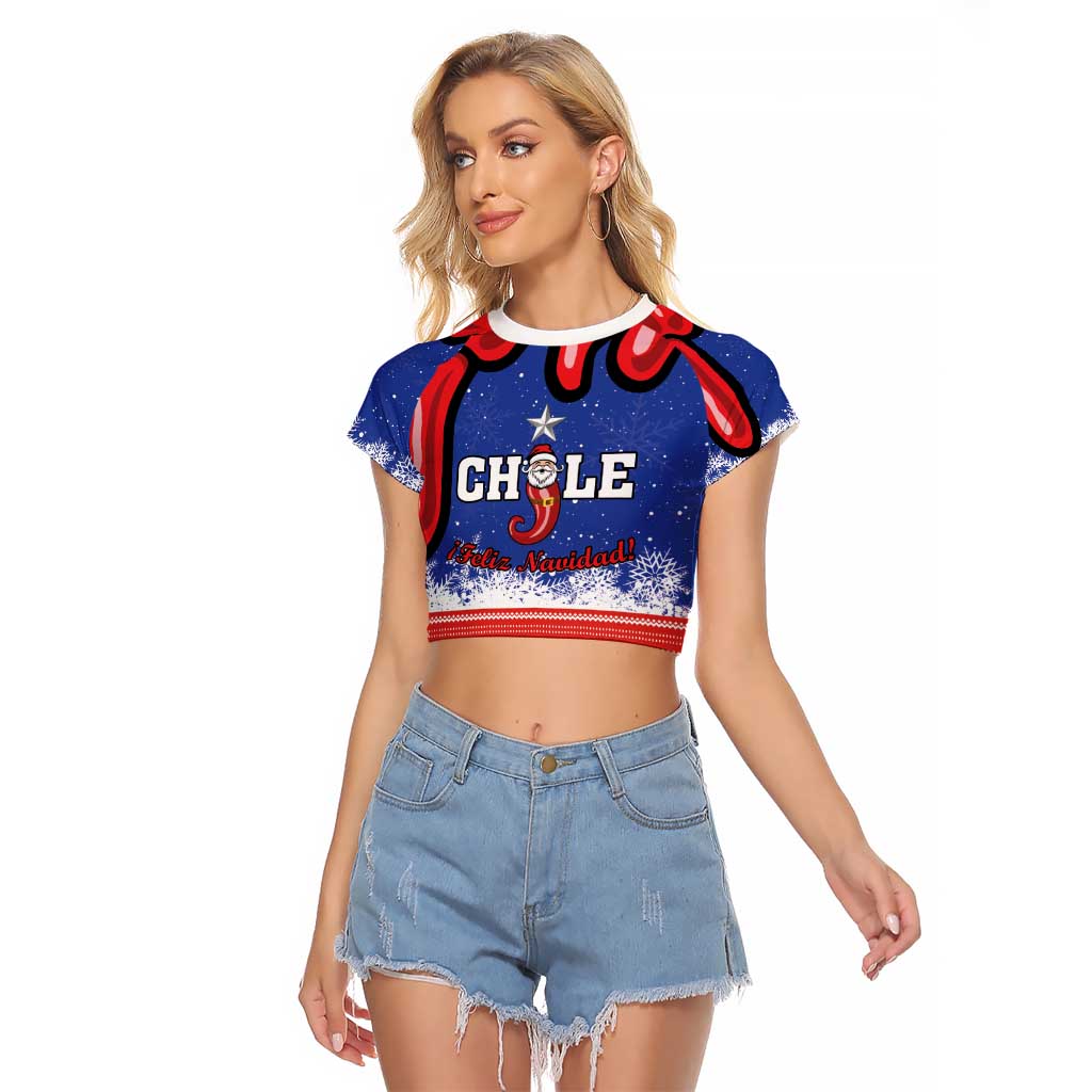Personalized Feliz Navidad Chile Santa Claus Raglan Cropped T Shirt Chilli Christmas - Wonder Print Shop