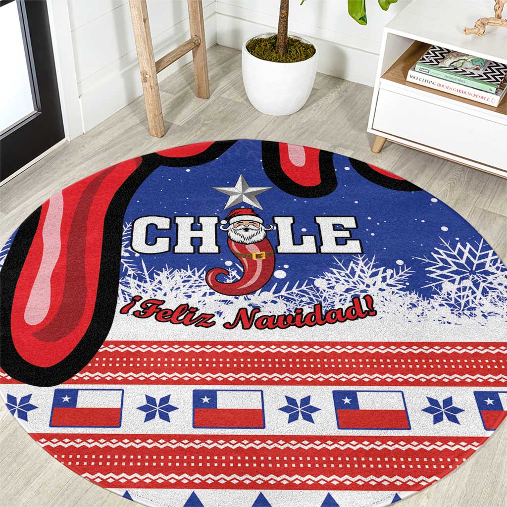 Feliz Navidad Chile Santa Claus Round Carpet Chilli Christmas