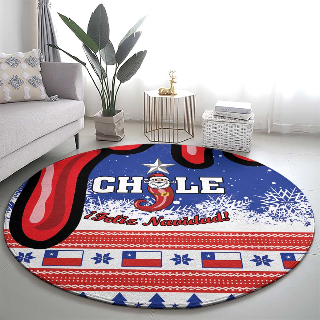 Feliz Navidad Chile Santa Claus Round Carpet Chilli Christmas