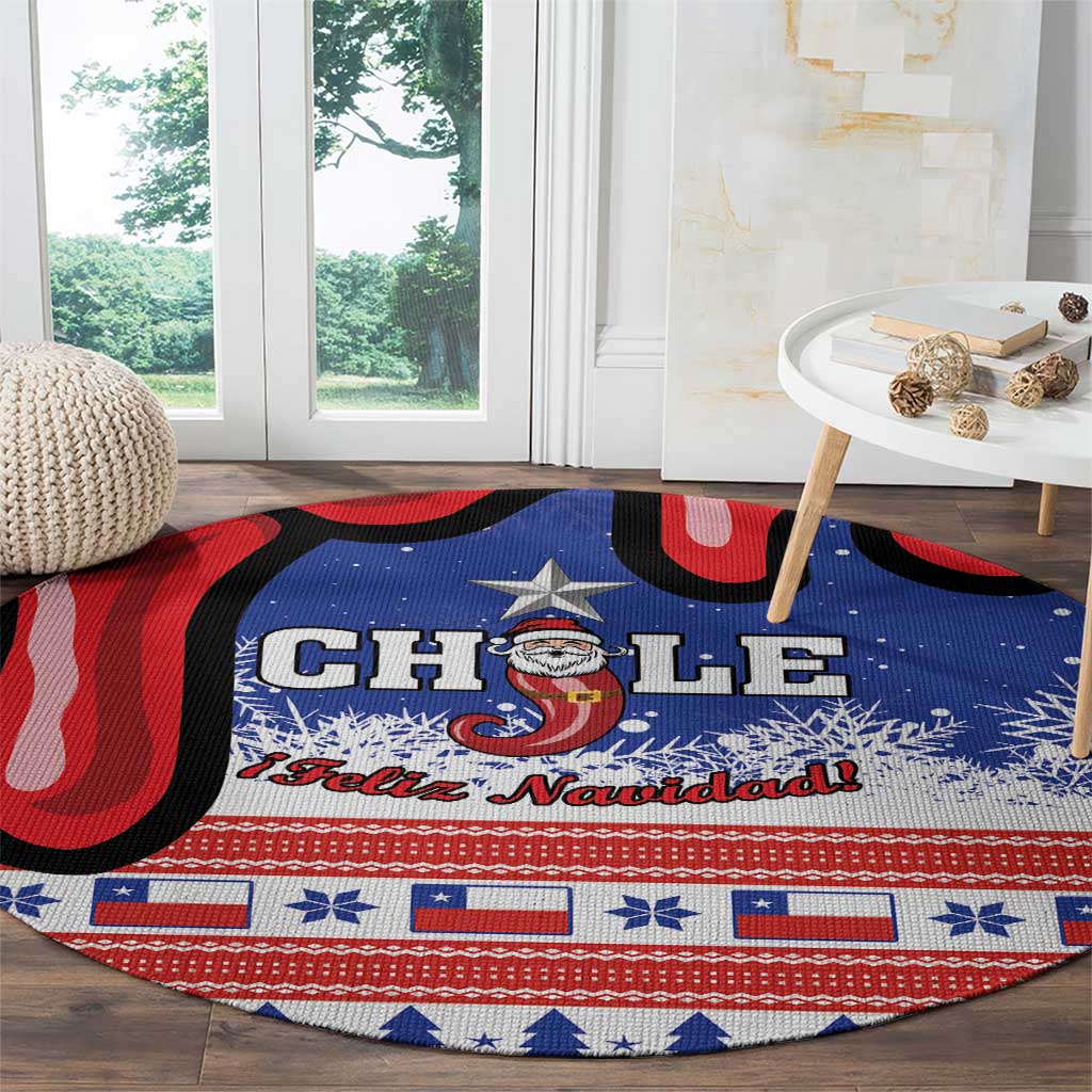 Feliz Navidad Chile Santa Claus Round Carpet Chilli Christmas