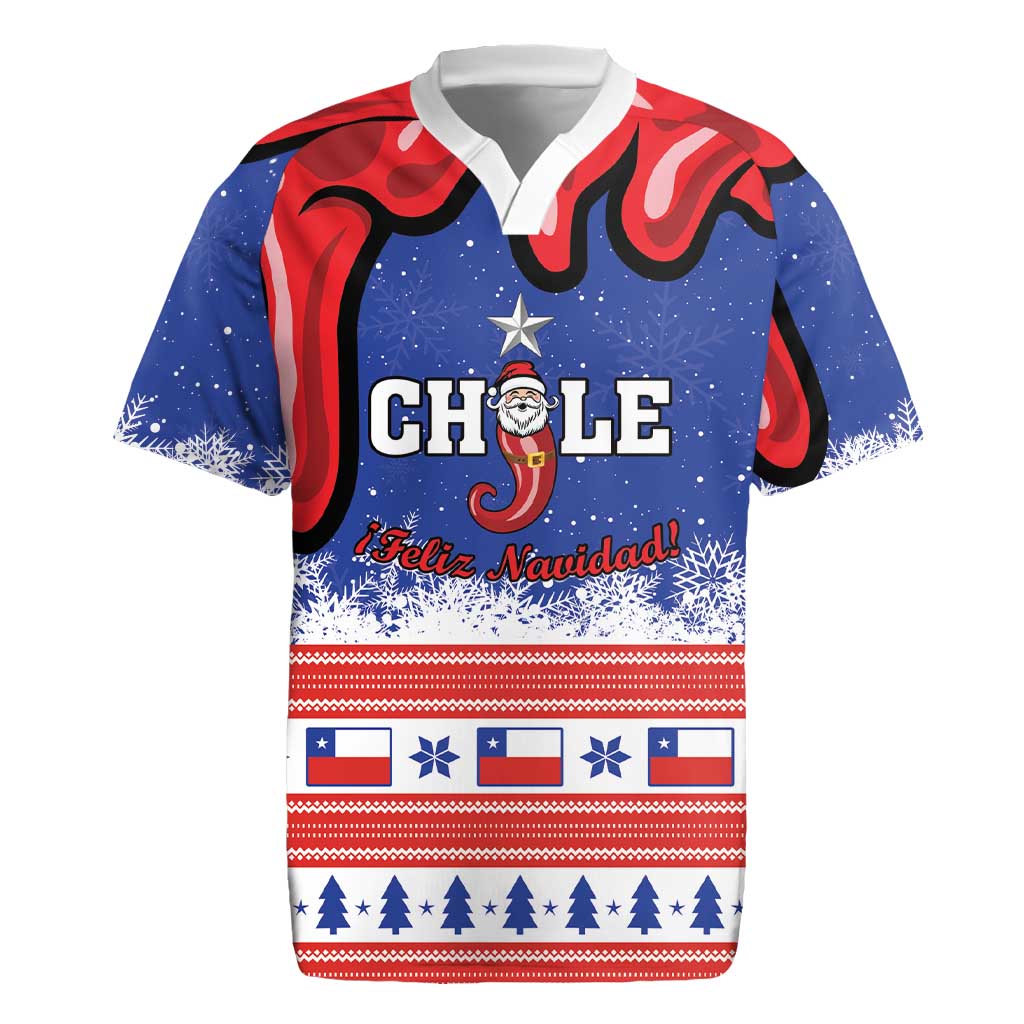 Personalized Feliz Navidad Chile Santa Claus Rugby Jersey Chilli Christmas - Wonder Print Shop