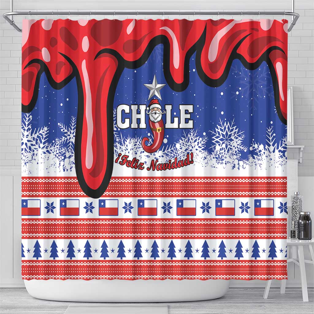 Feliz Navidad Chile Santa Claus Shower Curtain Chilli Christmas