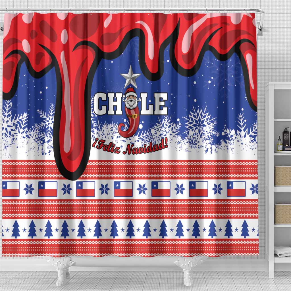 Feliz Navidad Chile Santa Claus Shower Curtain Chilli Christmas