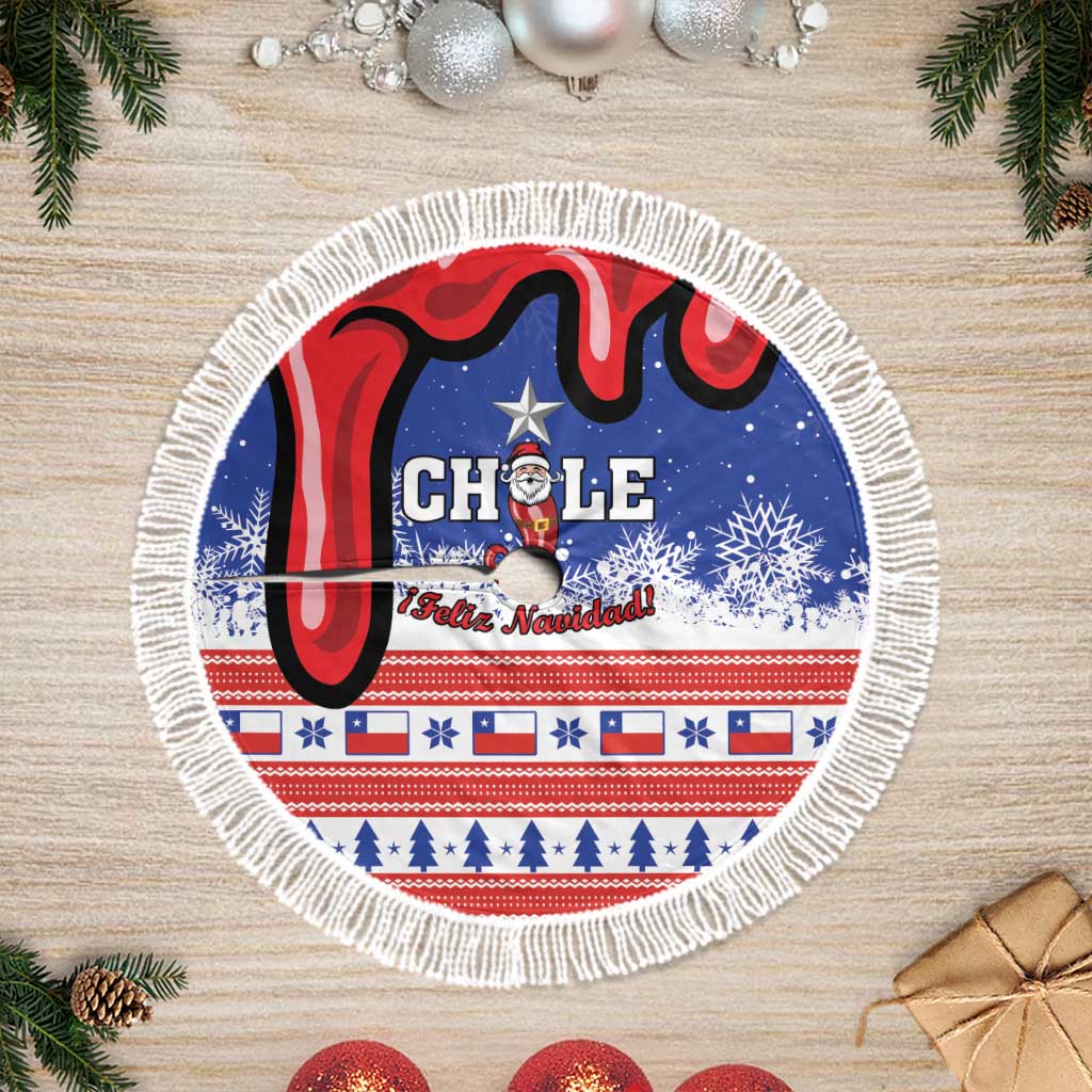 Personalized Feliz Navidad Chile Santa Claus Tree Skirt Chilli Christmas - Wonder Print Shop