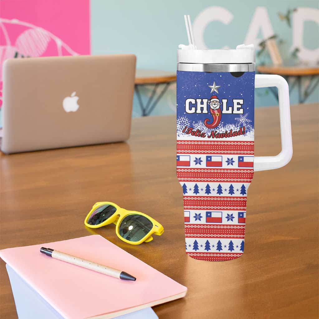 Feliz Navidad Chile Santa Claus Tumbler With Handle Chilli Christmas - Wonder Print Shop