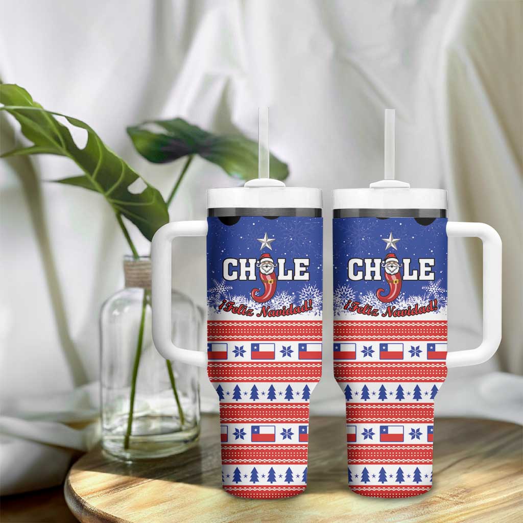 Feliz Navidad Chile Santa Claus Tumbler With Handle Chilli Christmas - Wonder Print Shop