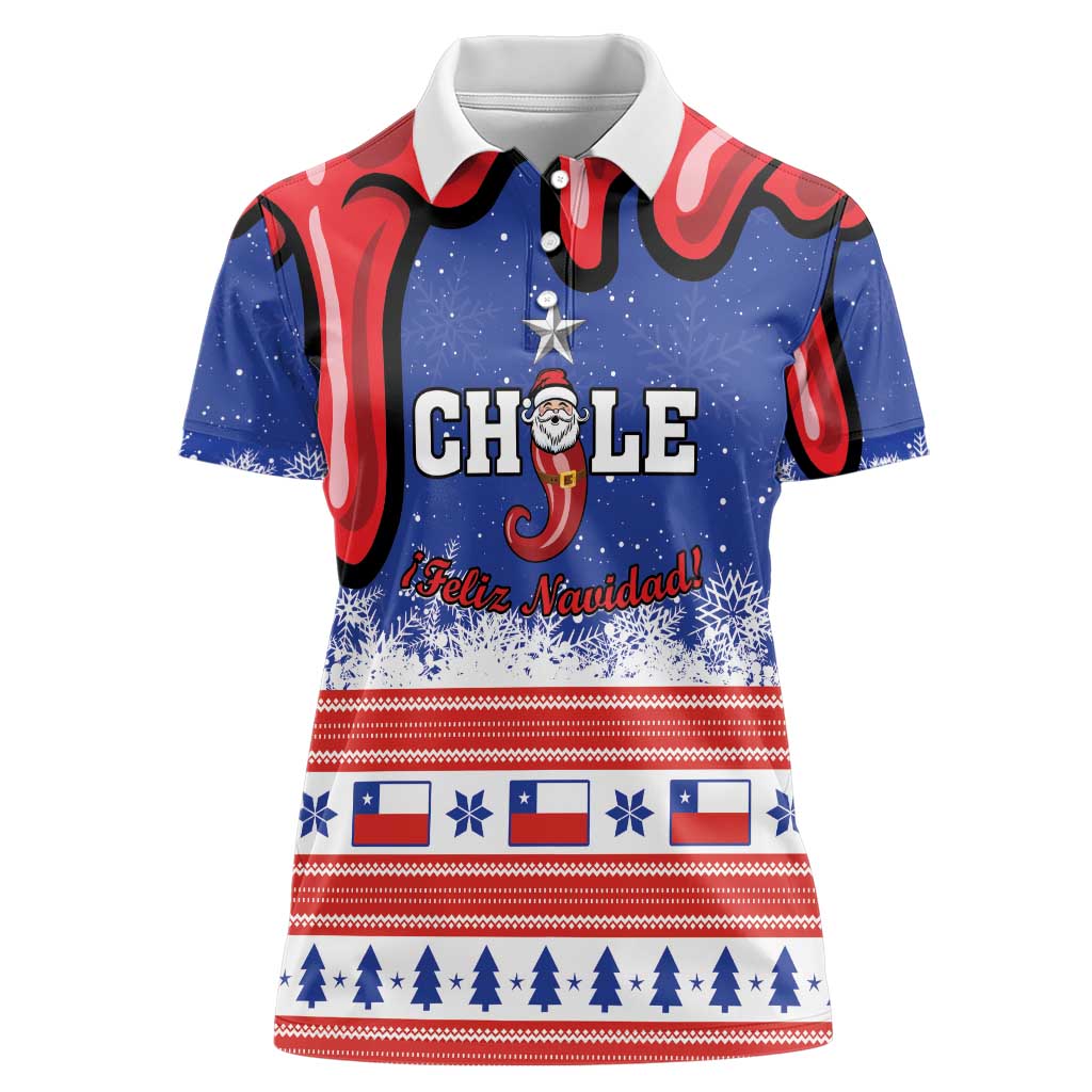 Personalized Feliz Navidad Chile Santa Claus Women Polo Shirt Chilli Christmas - Wonder Print Shop