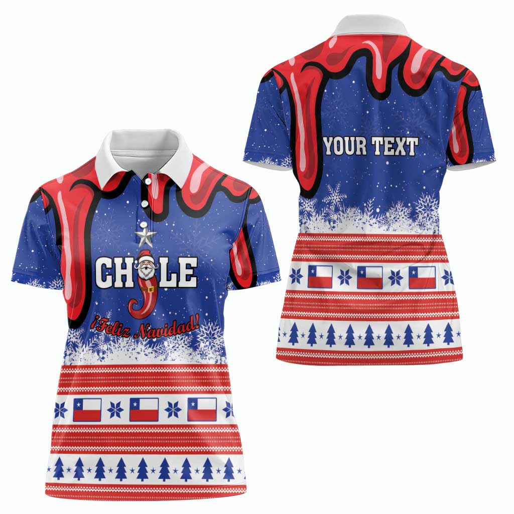 Personalized Feliz Navidad Chile Santa Claus Women Polo Shirt Chilli Christmas - Wonder Print Shop